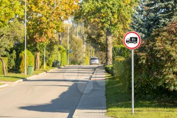 Road sign prohibits trespassing vehicles heavier than 8 ton