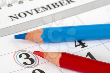 American president election vote reminder on 2020 November calendar day. Calendar US General Election Day Circled November 3th 2020