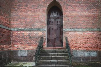 Stairs to the entrance door of an old church