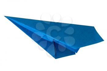 Blue paper aircraft. Paper plane isolated on a white background.