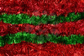 Background of the Christmas tinsel red and green