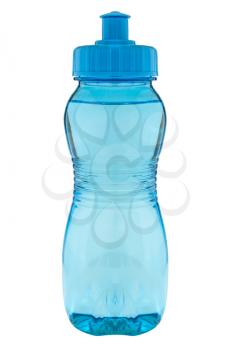 Sport blue plastic water bottle isolated on white background