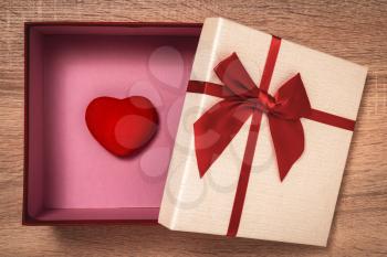 Gift or present box with a cute little heart inside.