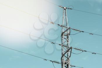 High voltage post or High voltage tower on the sky background
