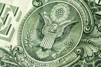 Fragment of a US dollar bill. Symbols of the United States.  