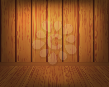 Royalty Free Clipart Image of a Wooden Wall and Floor