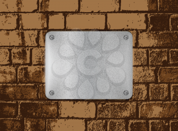 Royalty Free Clipart Image of a Metal Plate on a Wall