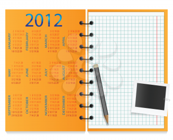 Royalty Free Clipart Image of a Calendar in a Notebook