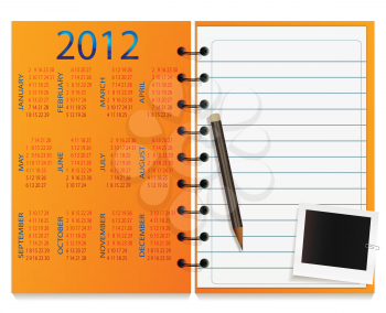 Royalty Free Clipart Image of a Calendar in a Notebook