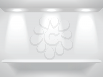 Royalty Free Clipart Image of Lights Above a Shelf