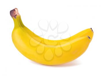 Two juicy yellow banana on white background