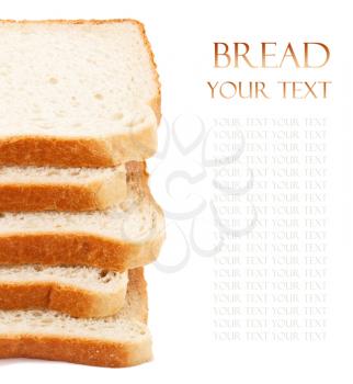 Wheat bread slices on white background