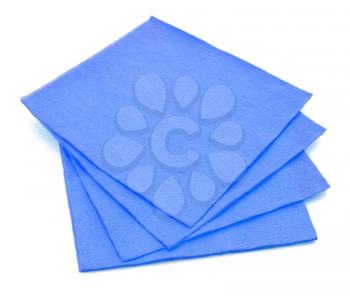 Group of blue paper napkins isolated on white background 