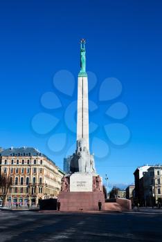 Latvian freedom monument in Riga city