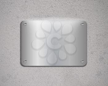 Metal plate with screws on the iron background