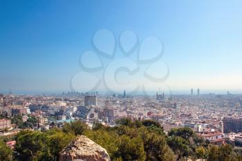 Barcelona aeril view on sunny spring day