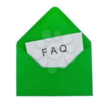 FAQ card in the green envelope