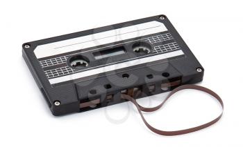Audio cassette with film on white
