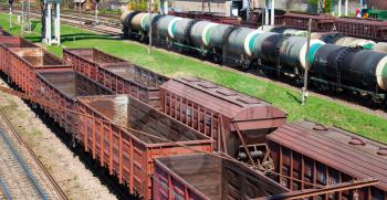 Empty cargo trains and fuel tankers