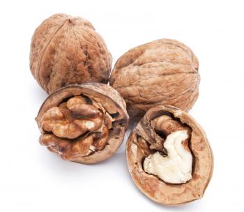 Some walnuts isolated on the  white background