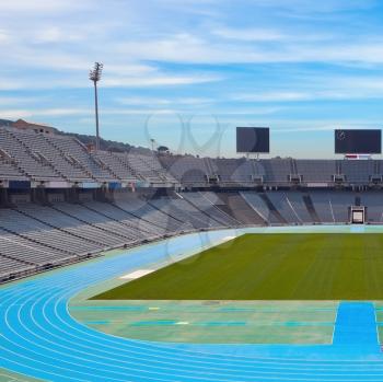 Barcelona o;ympic stadium on sunny day