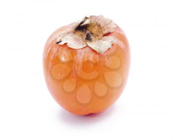 One juicy persimmon on white background