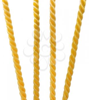 Yellow ropes isolated on white background