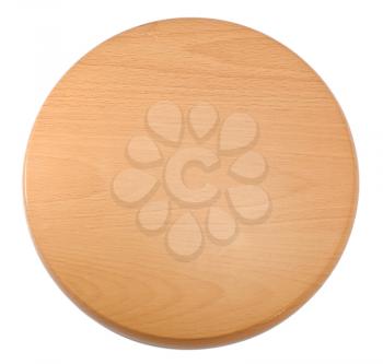 Wooden round tray isolated on white background