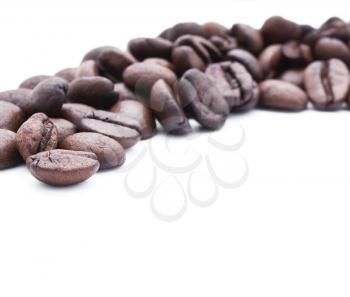Fresh roasted coffee beans isolated on white 