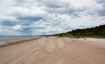 Baltic beach in the stormy weather