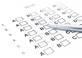 The test list and pen on the examination