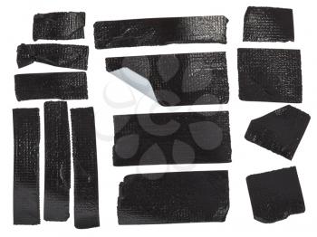Set of different duct tape pieces isolated on white