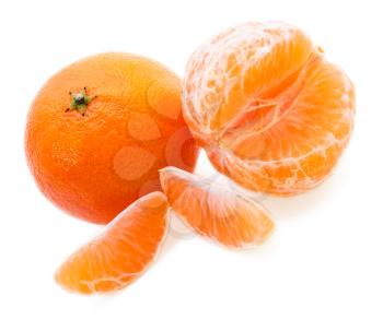 Mandarines on the white background