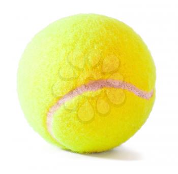 Tennis ball located on white background