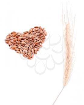 Wheat heart and  wheat ear on white