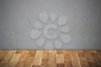 Wooden floor surface with grainy wall