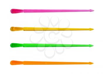Colorful canape sticks isolated on white background