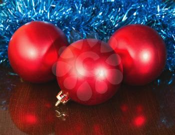 Christmas three red ball with decoration