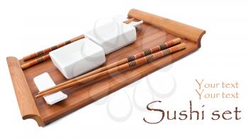 Sushi utensil for two person with space for text