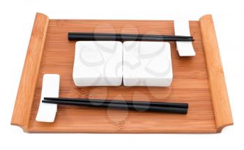 Sushi set for two person on white background