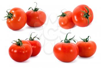 Set of red tomatoes isolated on white