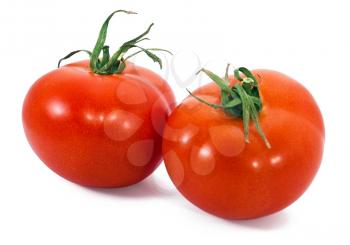 Natural red tomato over white background