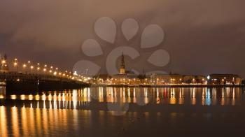 Riga, night scene near the river Daugava