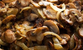 Golden fried mushrooms with onion