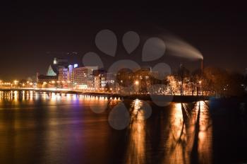 Riga in night near the Dauga river