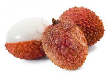Group of litchi isolated on white background