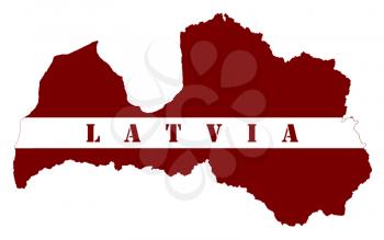 The map and flag of Latvia isolated on white