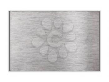 Metal plate on brown leather surface