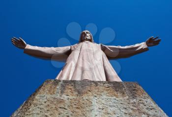 Tibidabo hill Jesus statue in Barcelona, Spain