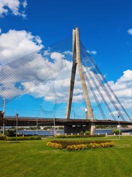 Vant bridge on sunny day in Riga, Latvia
